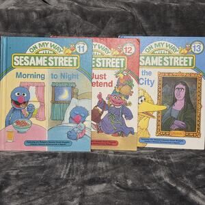 Vintage Sesame Street Books Lot Vol 11 12 13 On My Way Early Readers HC